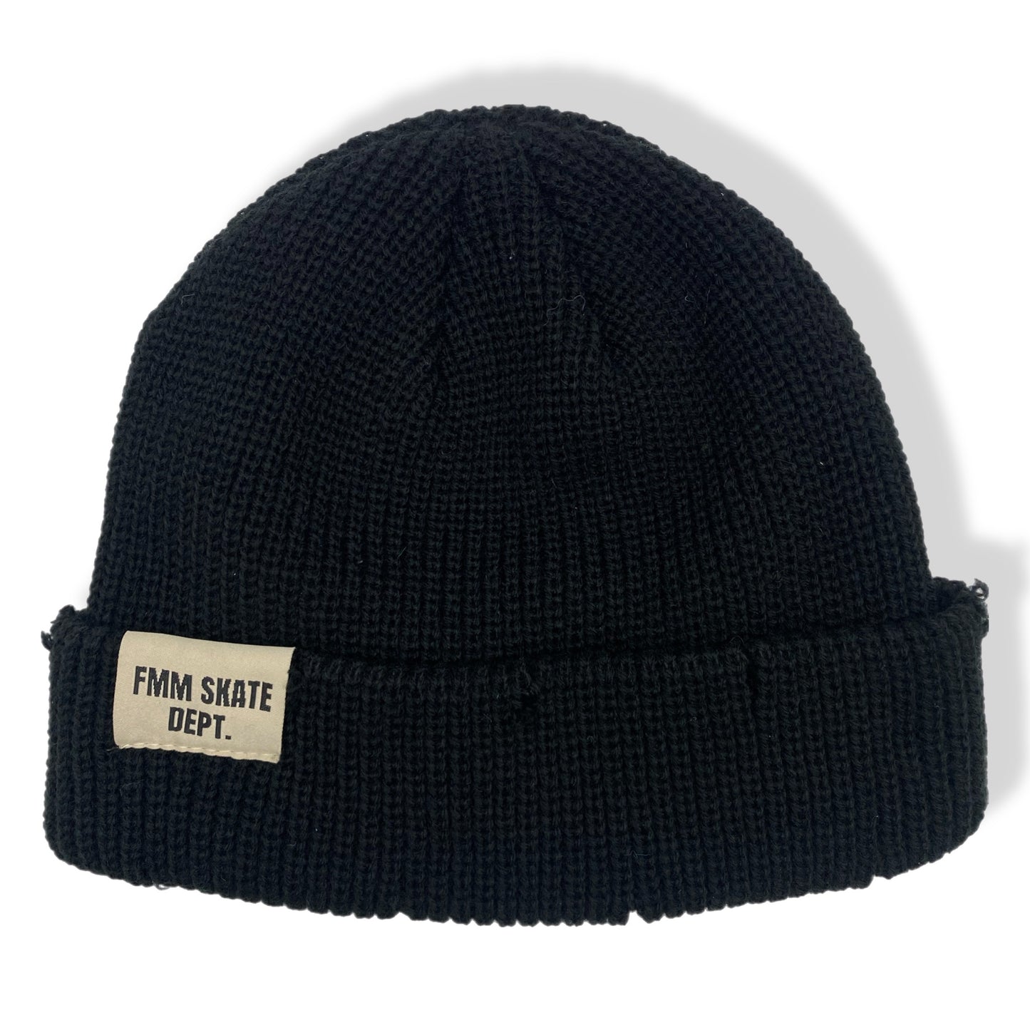 FMM Distressed Black Beanie